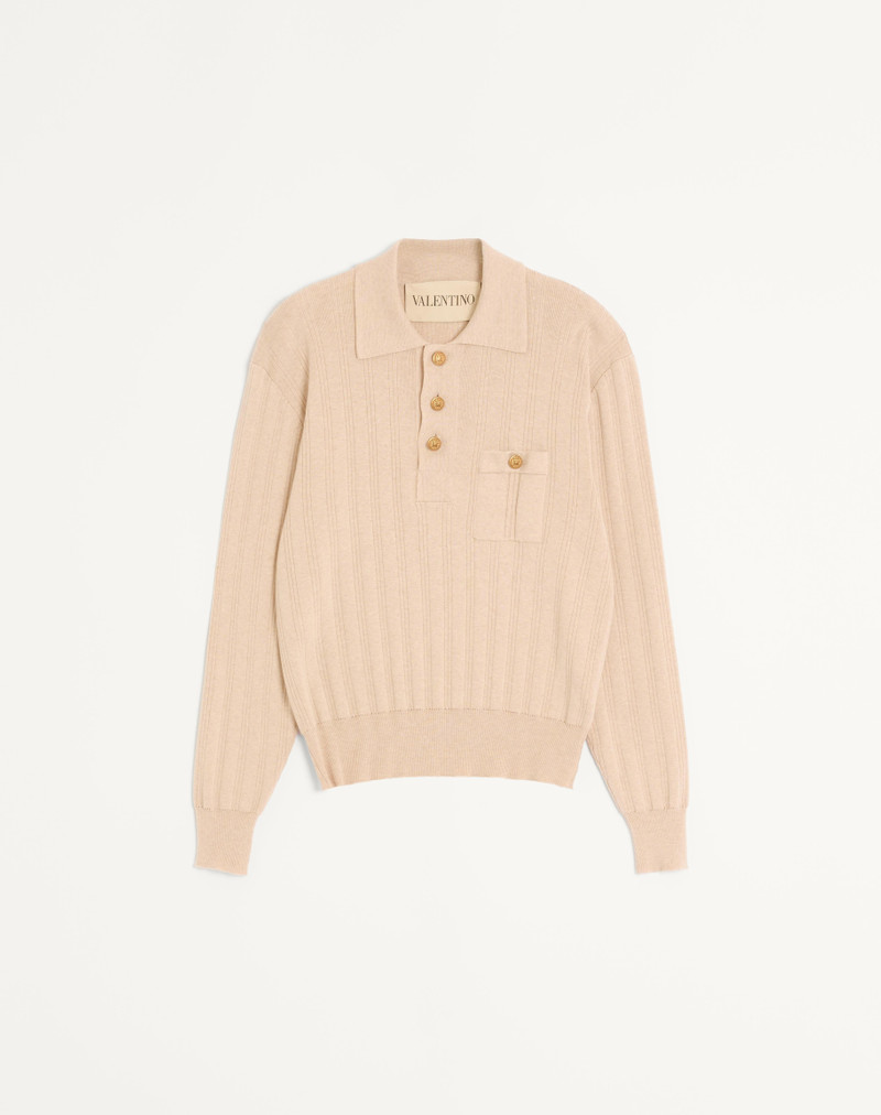 LONG-SLEEVED RIBBED COTTON POLO SHIRT 1