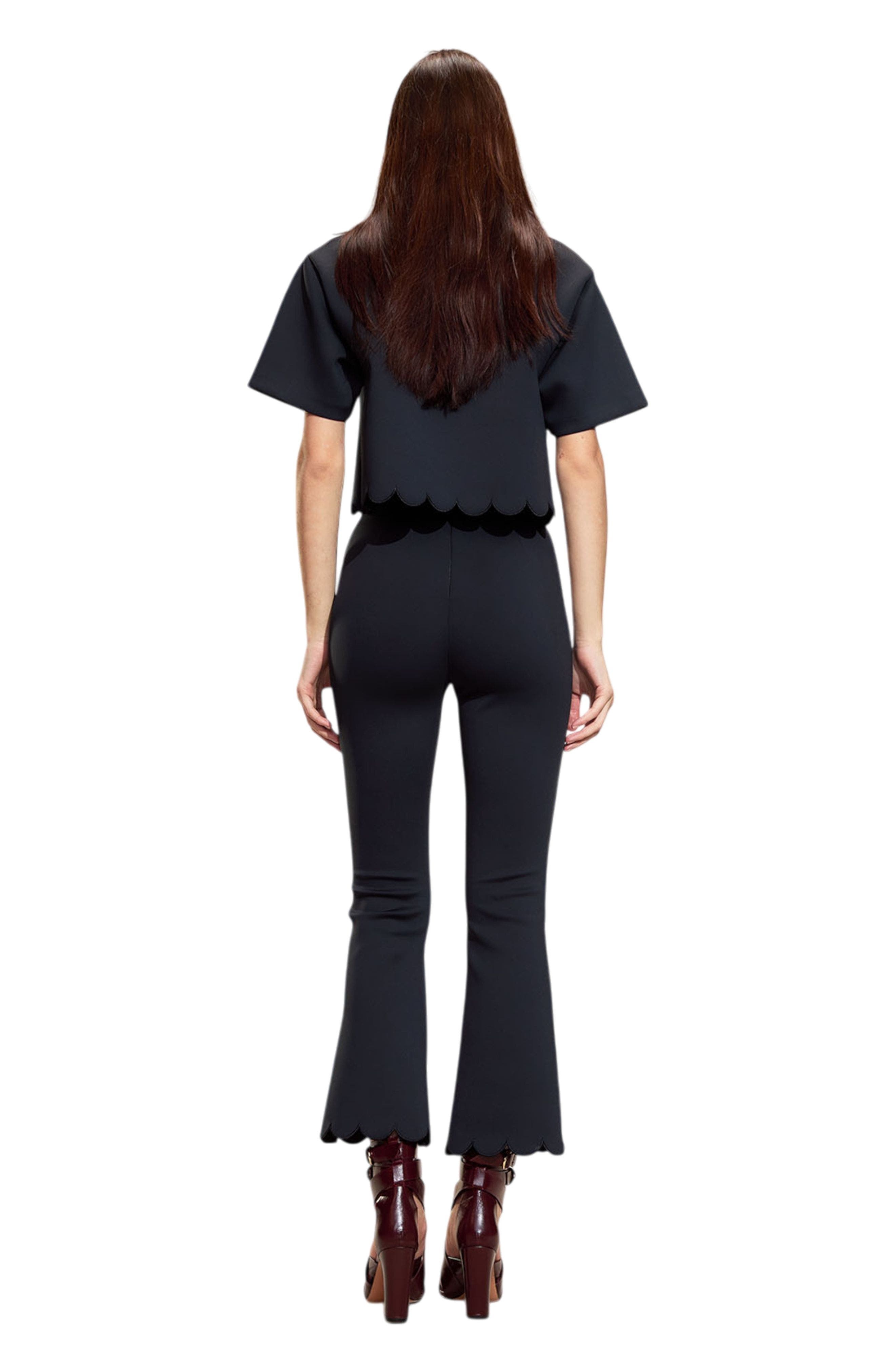 Cynthia Rowley Scallop Bonded Tee in Black at Nordstrom - 2
