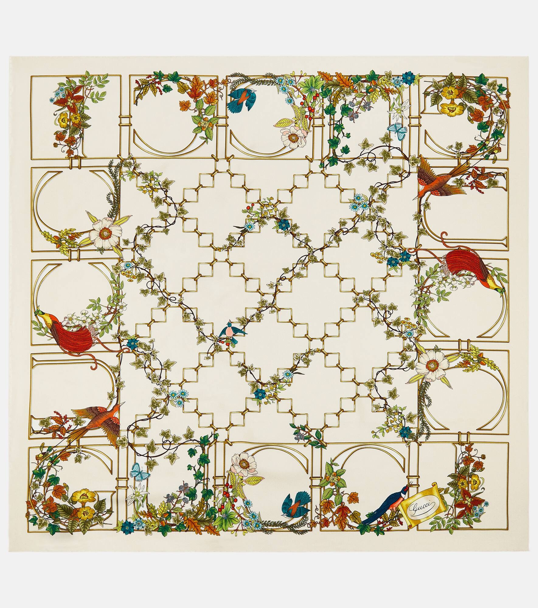Printed silk twill scarf - 1