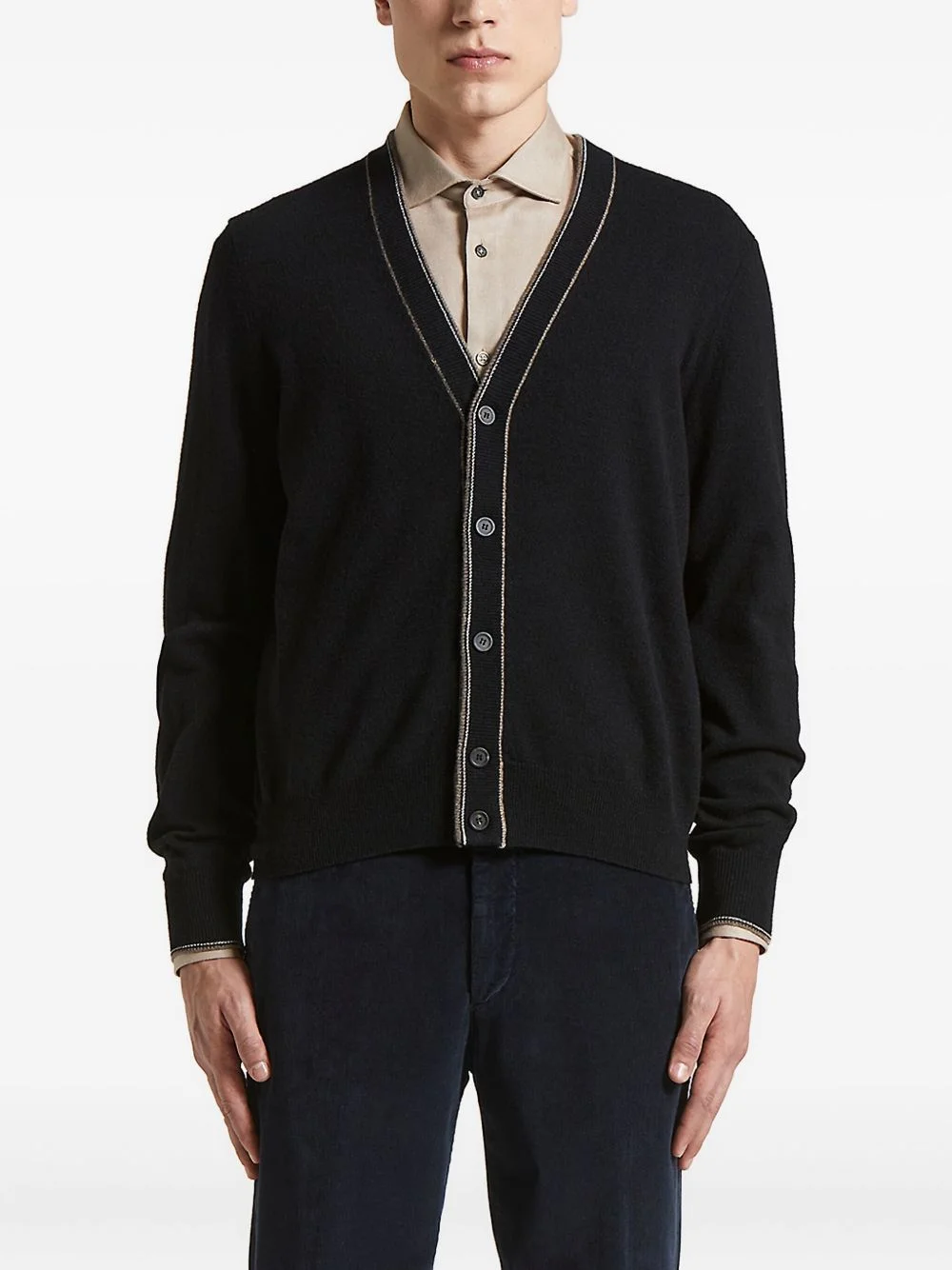 V-neck wool-cashmere cardigan - 1