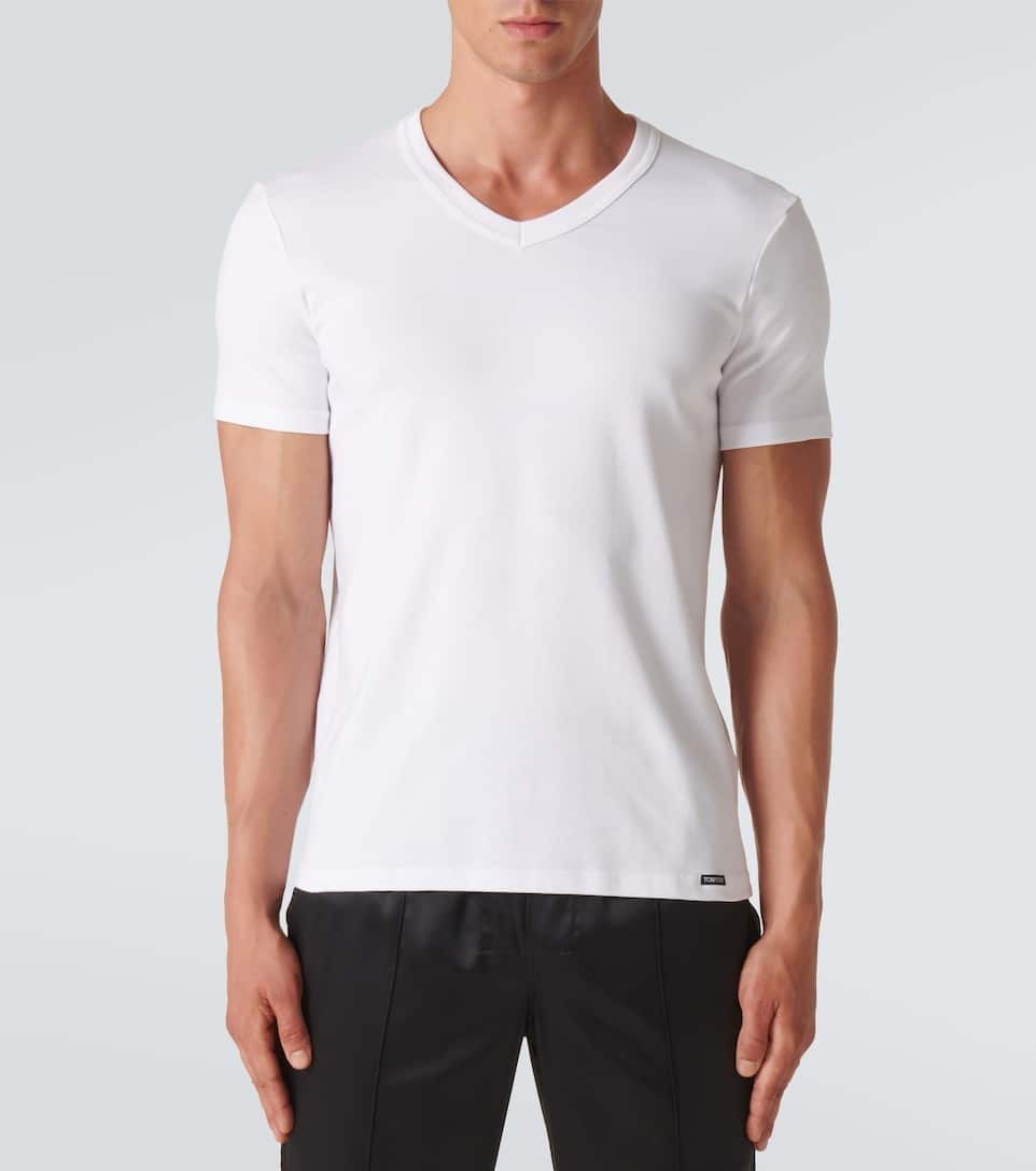 Stretch-cotton V-neck T-shirt - 2