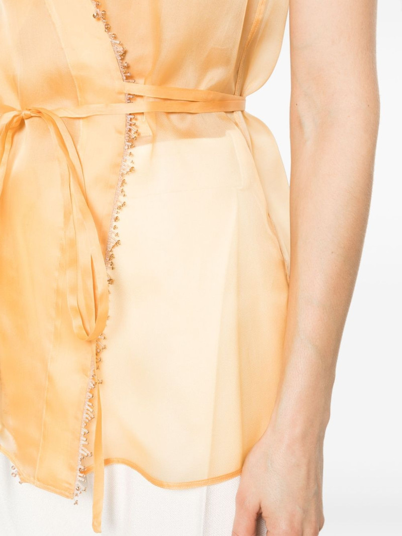 beaded-trim silk gilet 5