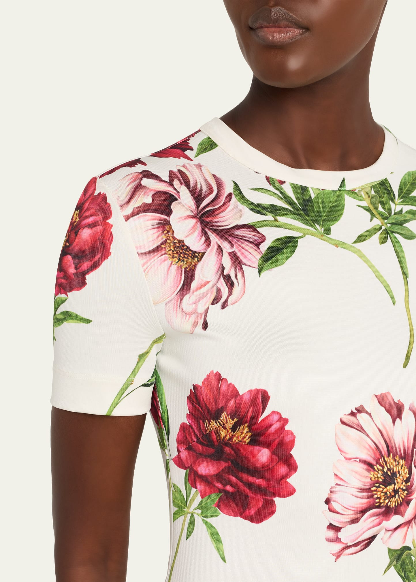 Peony-Print Jersey Short-Sleeve Maxi T-Shirt Dress - 5