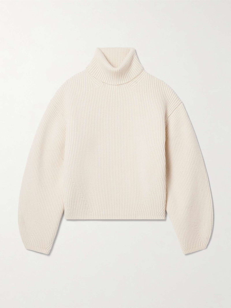 Ribbed wool-blend turtleneck sweater 1