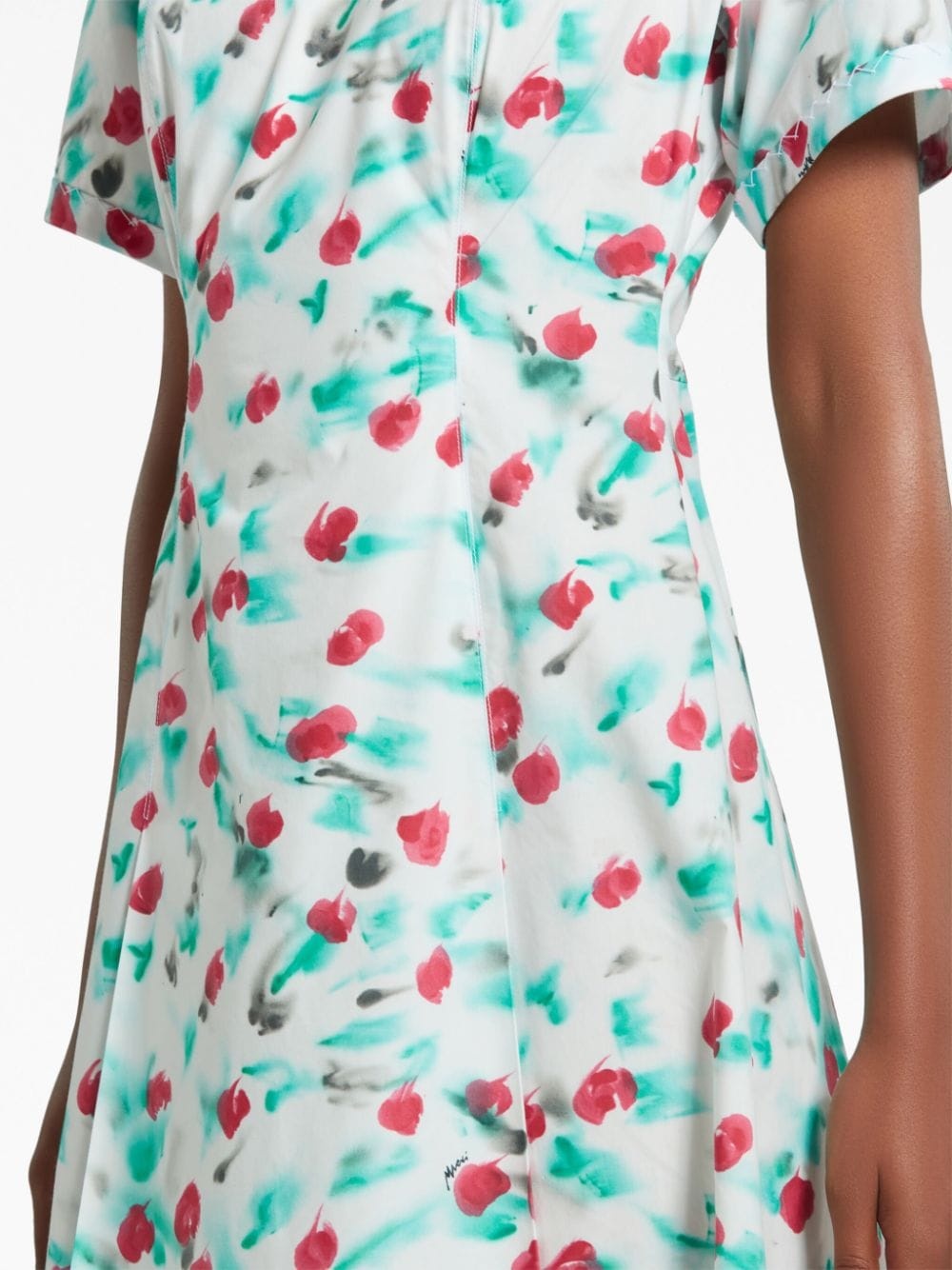 painterly-print cotton midi dress - 6