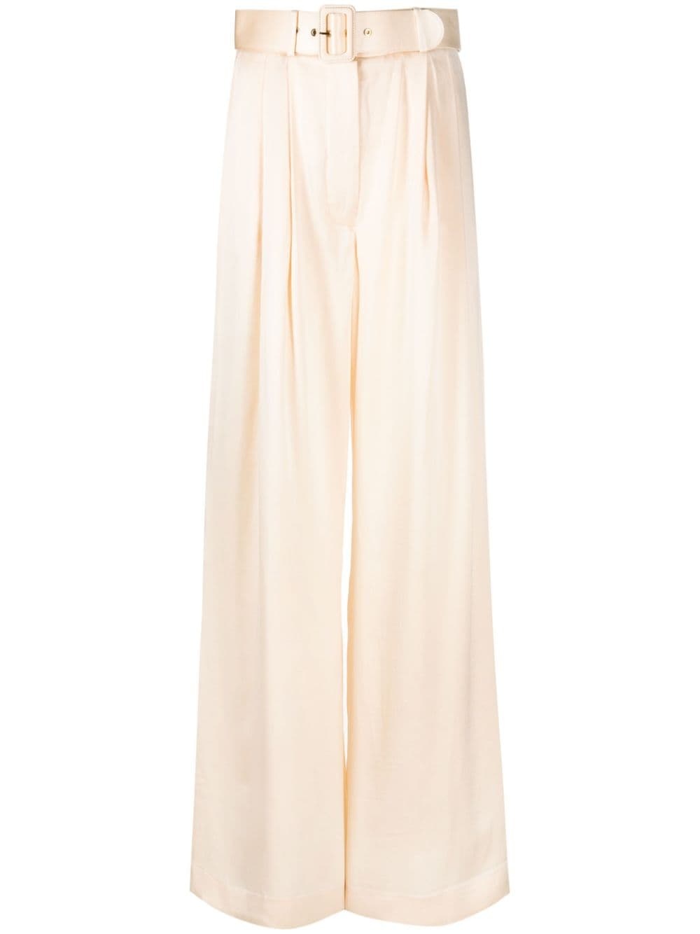 belted silk palazzo pants - 1