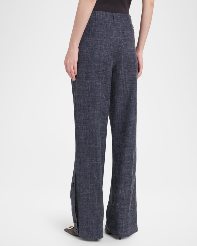 Wool-Linen Buttoned Straight-Leg Trousers 3