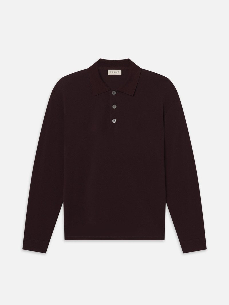 L/S Pique Polo in Burgundy 1