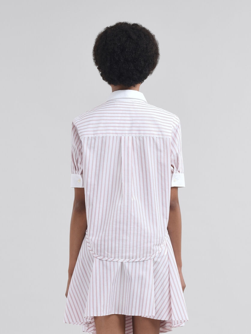 SHORT SLEEVED RED AND WHITE STRIPED COTTON POPLIN SHIRT - 3