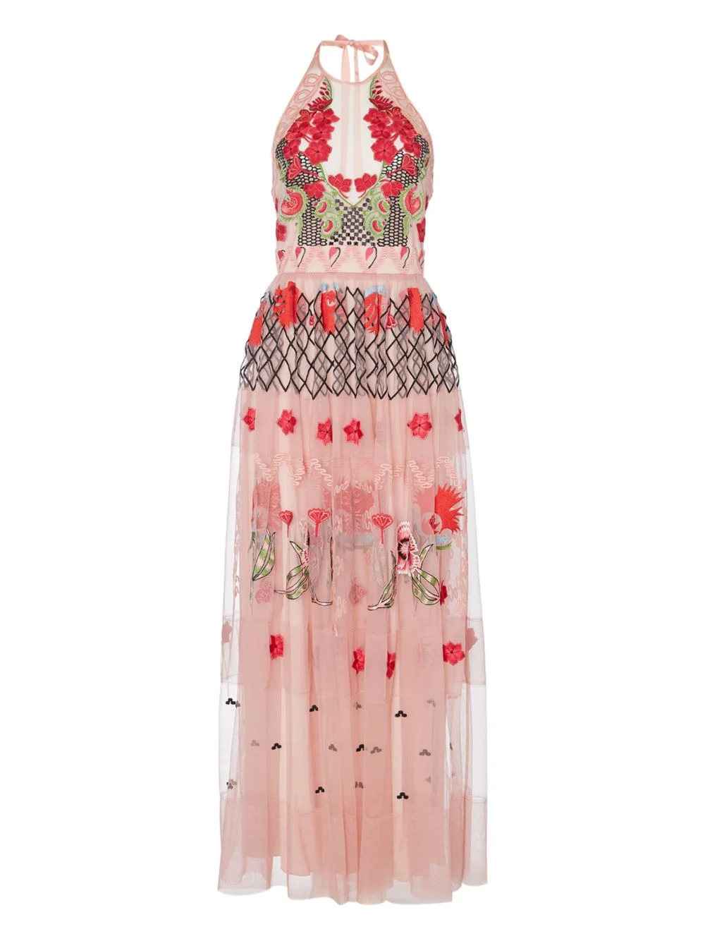 Remi halter embroidered tulle maxi dress - 1