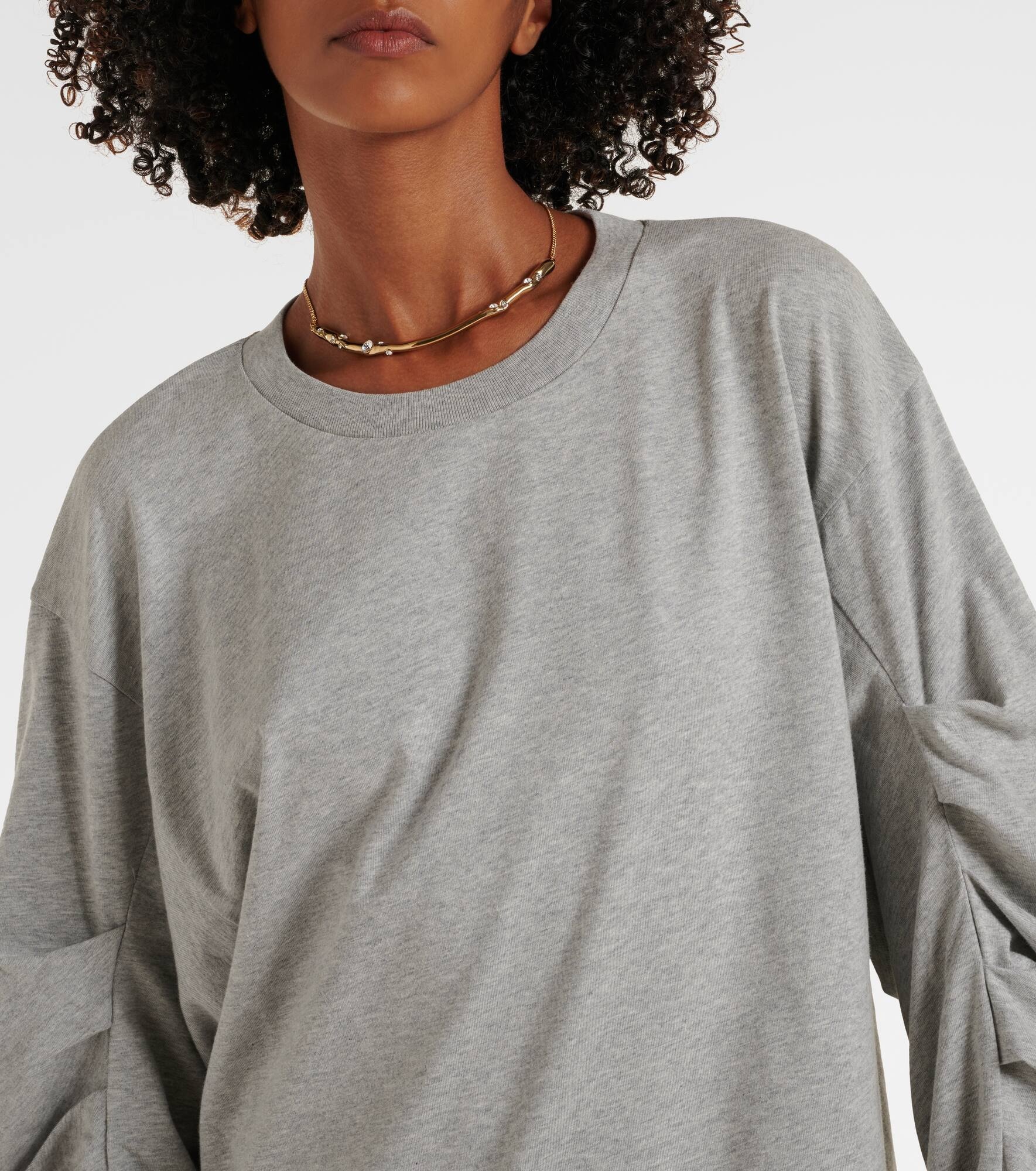 Ruched oversized cotton jersey top - 4