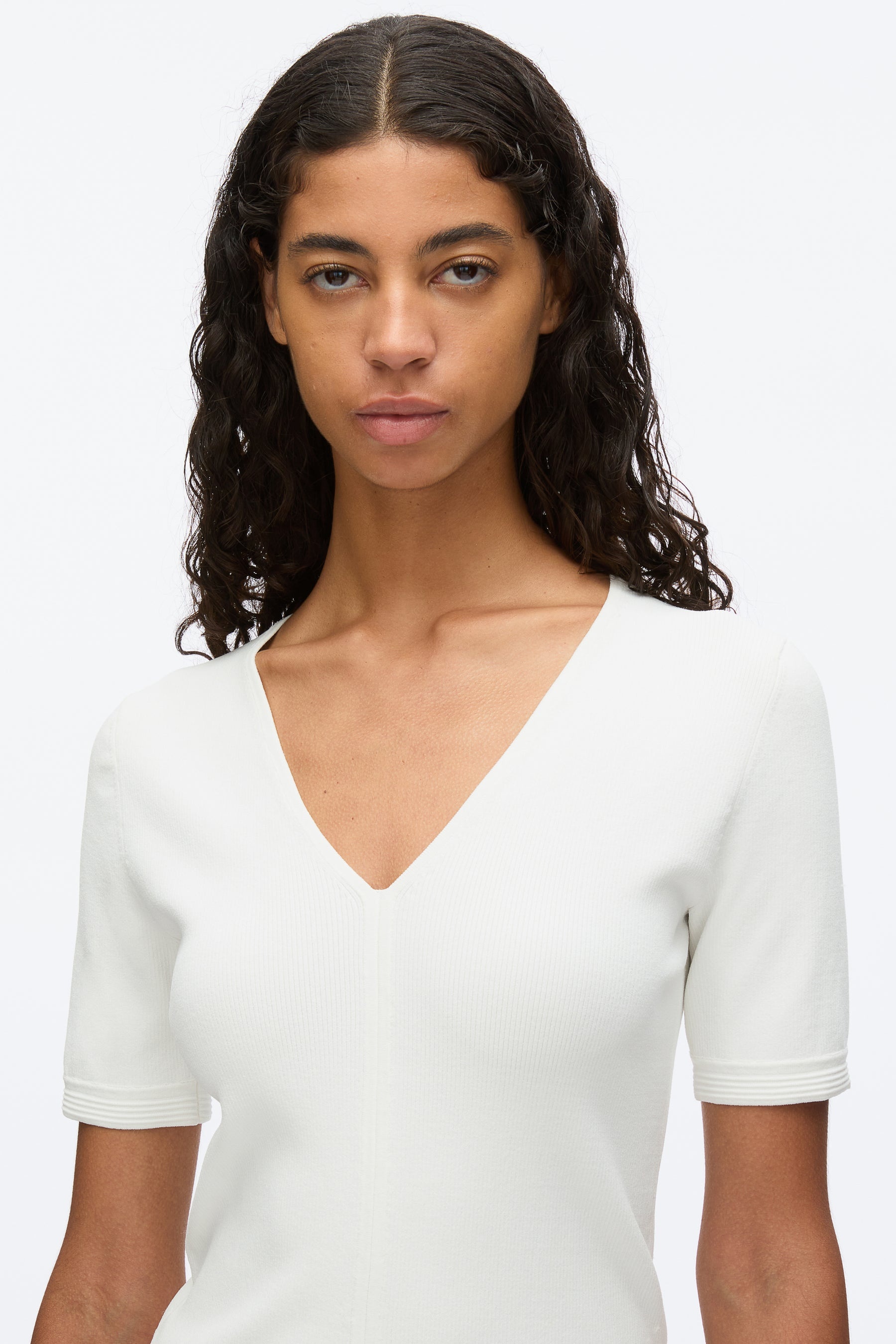 Compact Rib V-Neck Tee - 6
