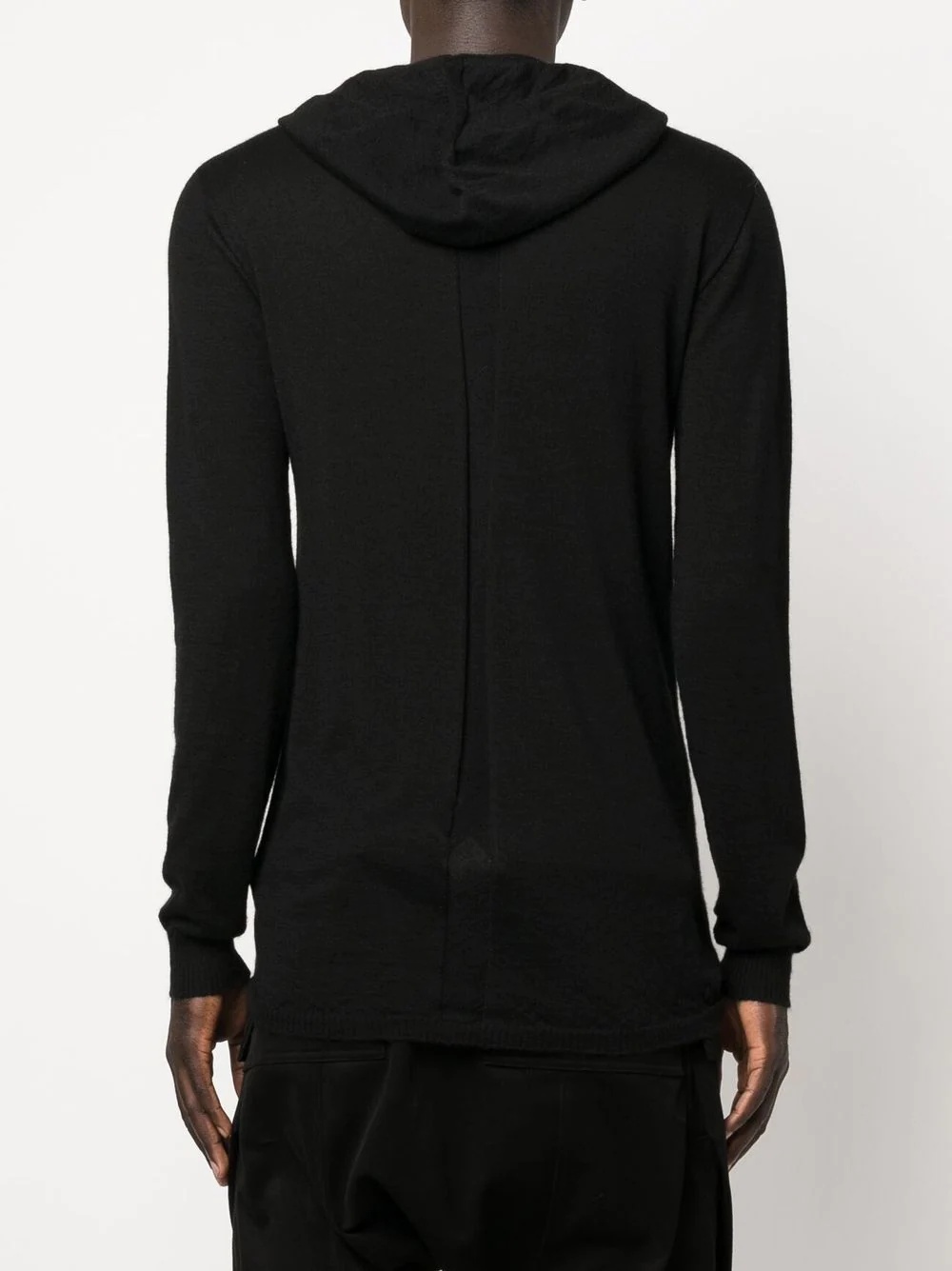 fine-knit ribbed-detail hoodie - 4