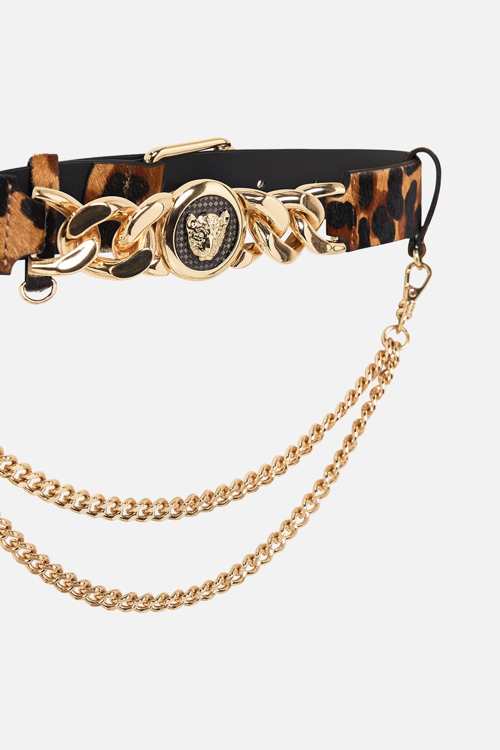 LEOPARD BUTTON BELT WITH CHAINS - 2