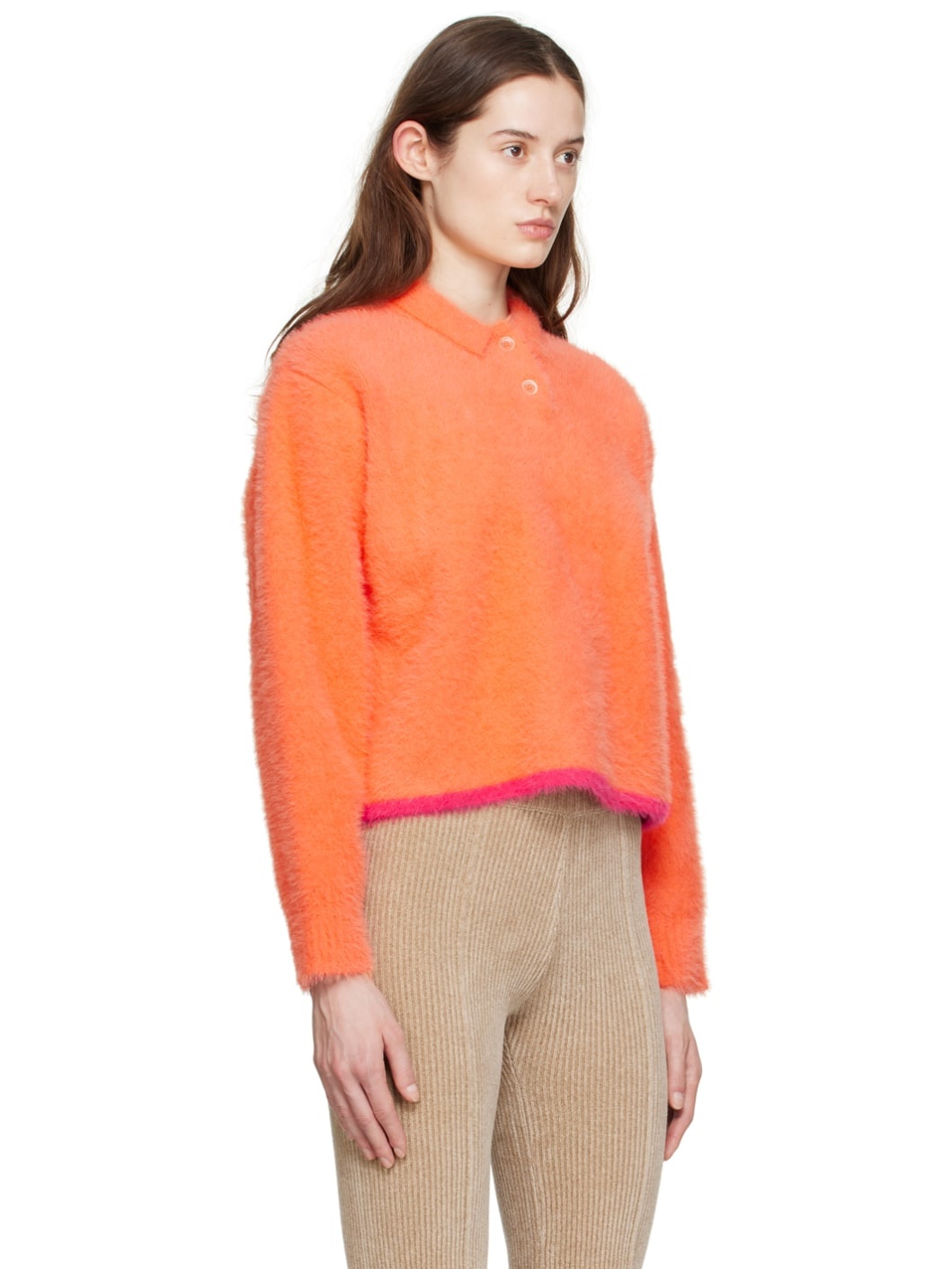 Orange 'Le Polo Neve' Long Sleeve Polo - 2