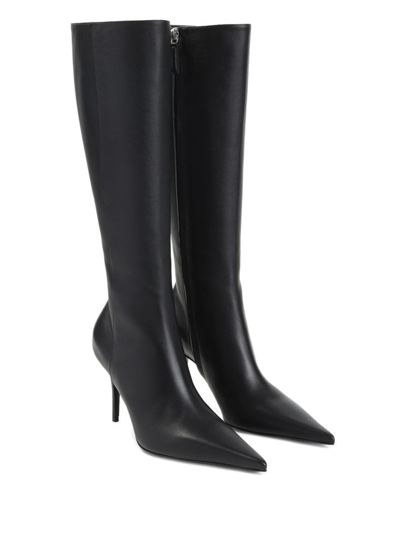 Amina Muaddi pointed-toe side-zip leather boots outlook