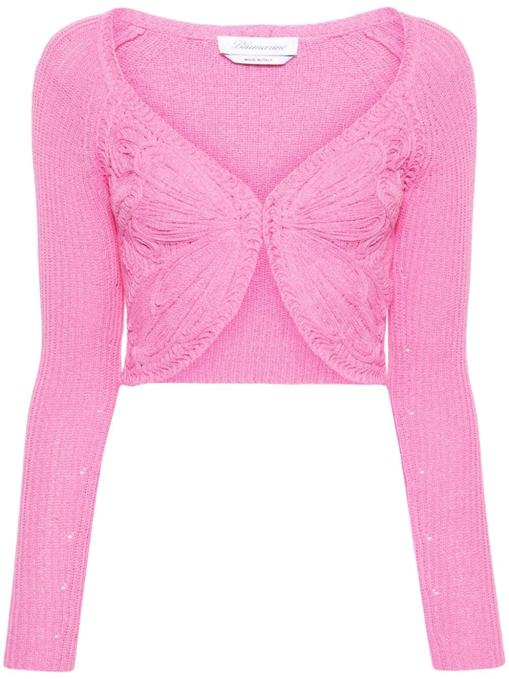 cropped butterfly-knit cardigan - 1