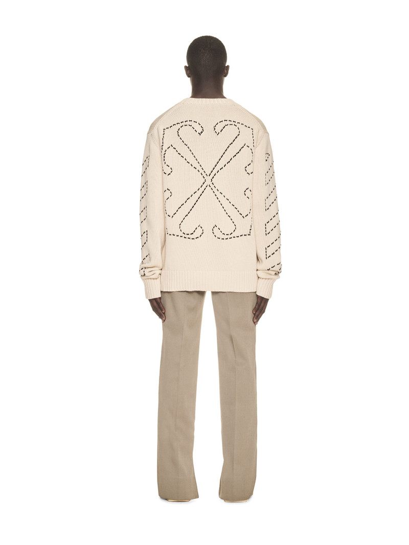 Stitch Arr Diags Knit Crewne Beige Blac 4