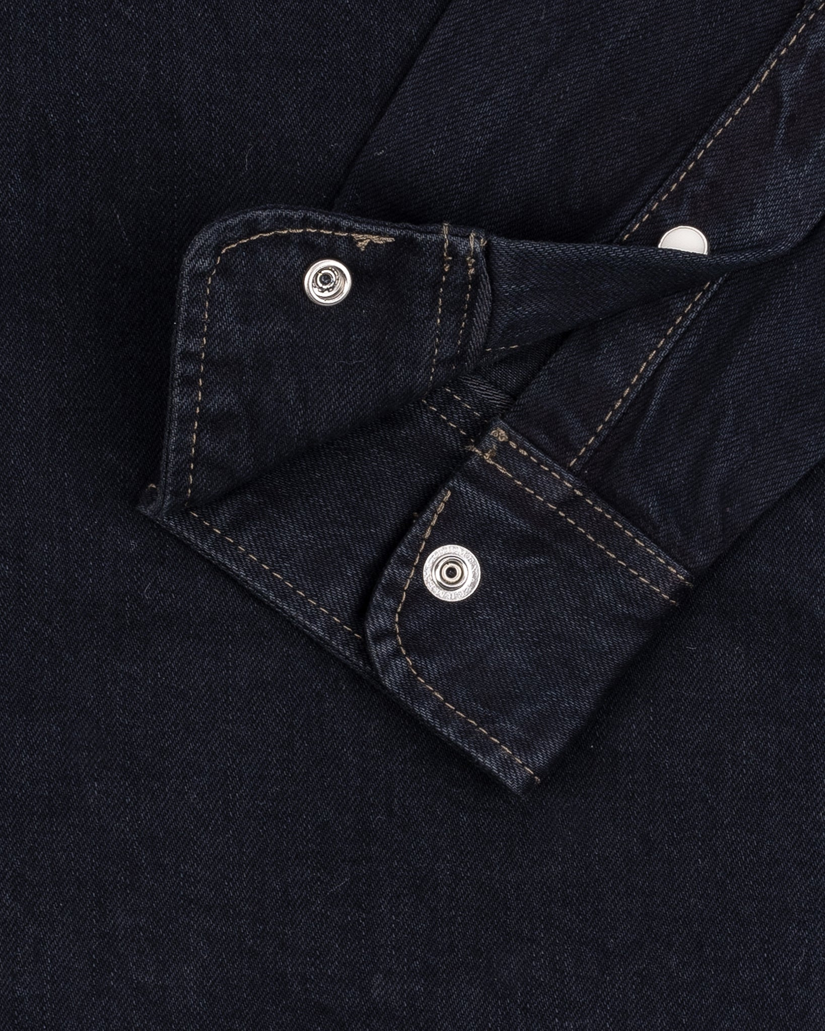 IHSH-326-OD 12oz Selvedge Denim Work Shirt With Snaps - Indigo Overdyed Black - 16