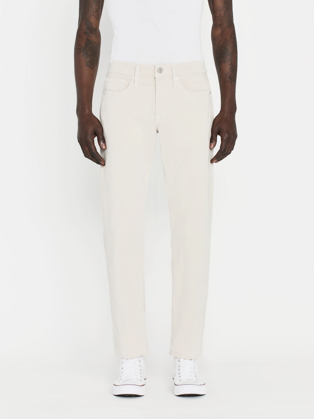 L'Homme Slim Brushed Twill in Milk Beige - 2