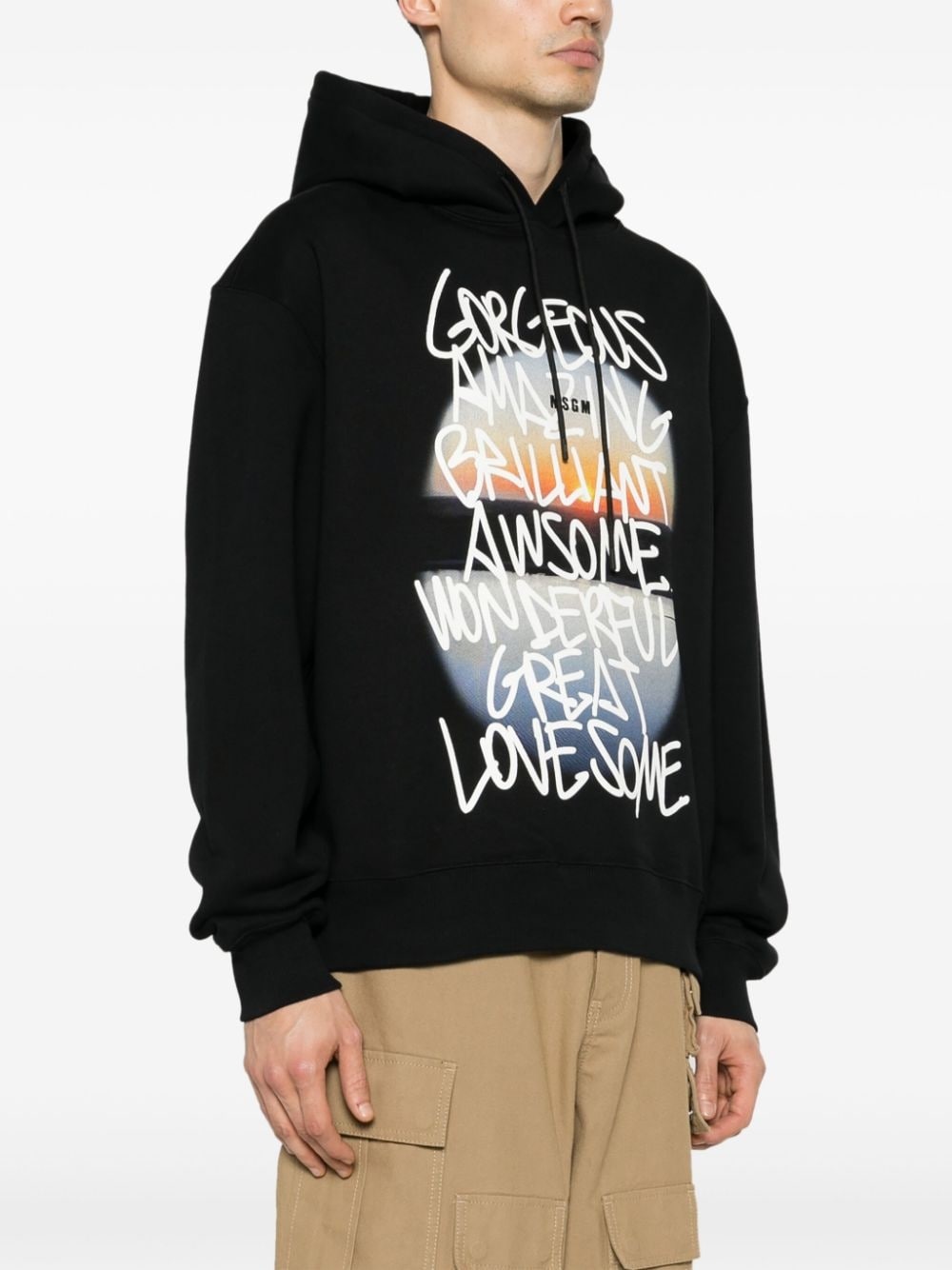 graphic-print cotton hoodie - 3