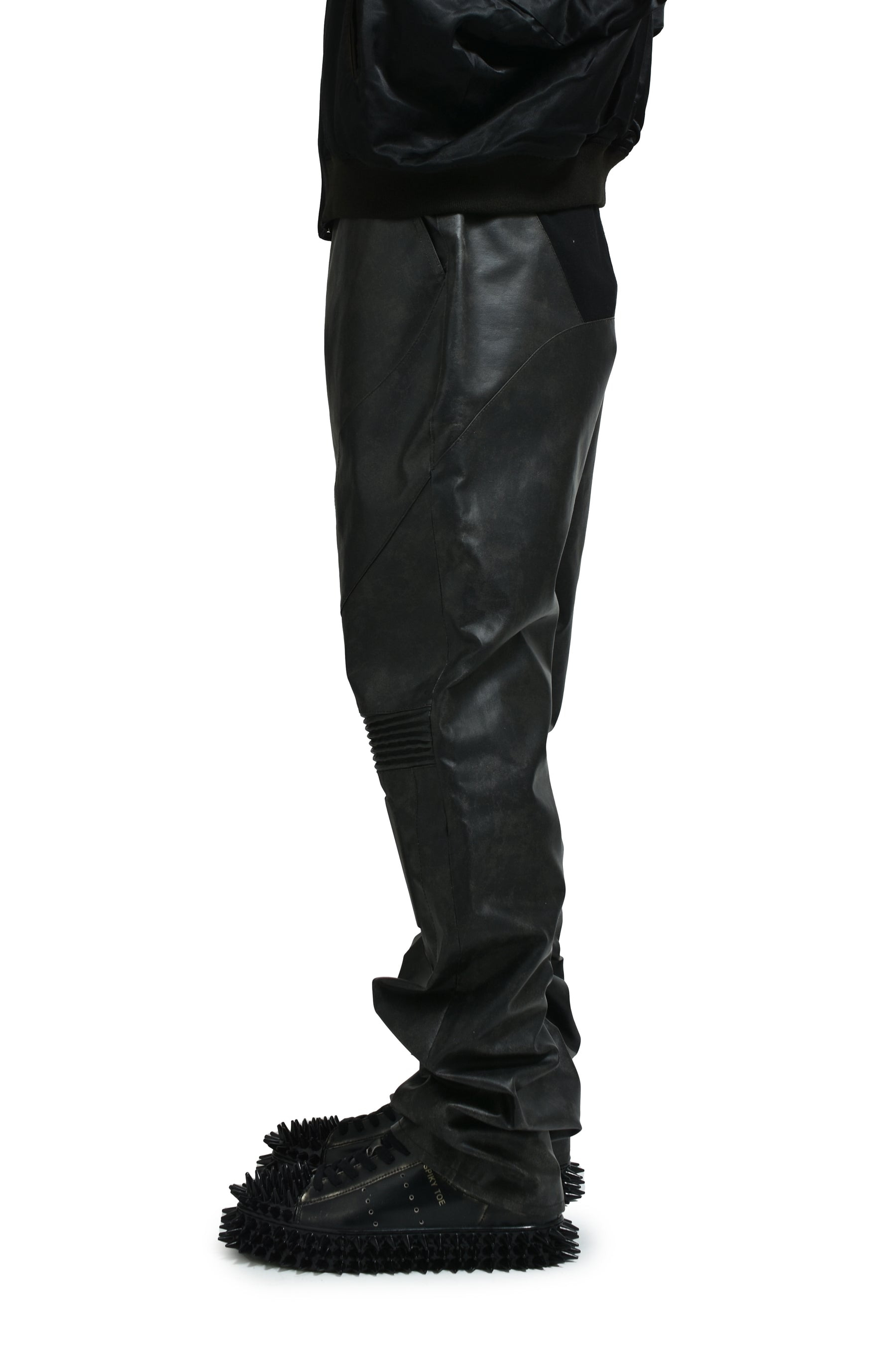 EMBOSSING LEATHER TROUSERS / BLK - 3