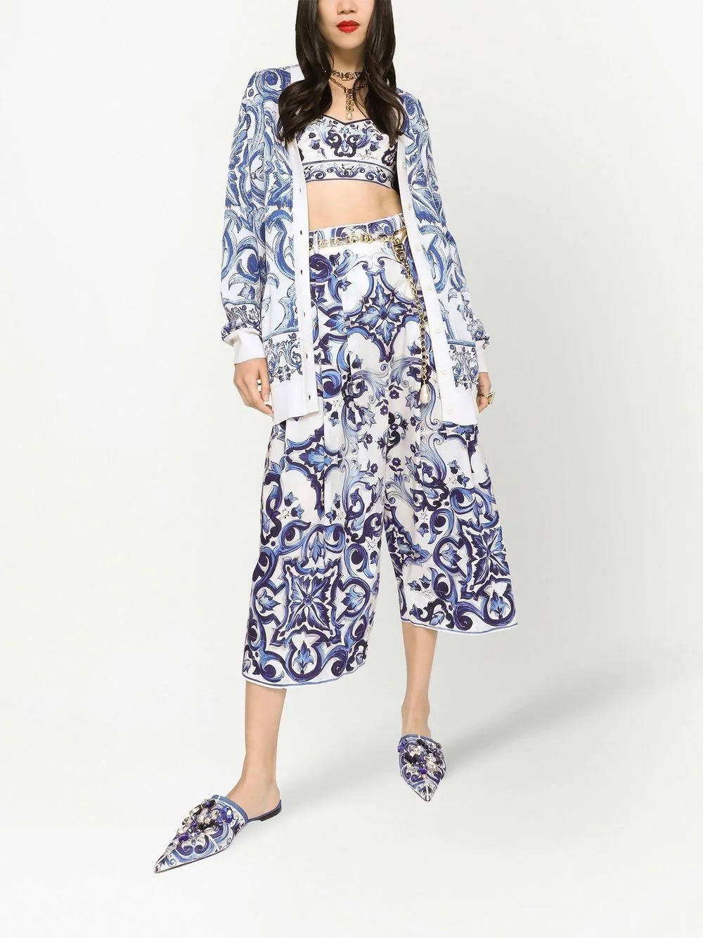 Majolica-print jacquard silk cardigan - 2