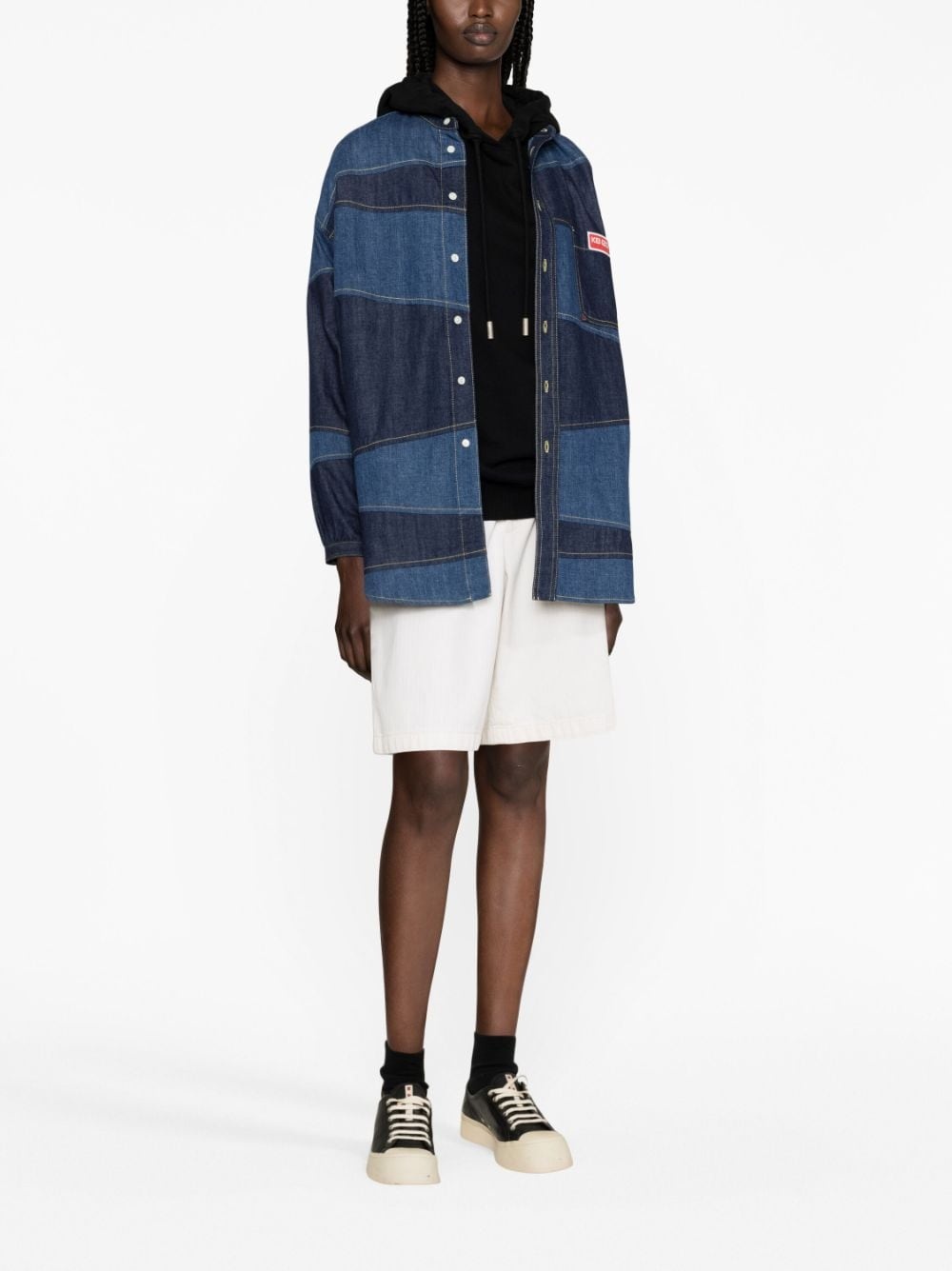 Paris patchwork denim shirt - 4
