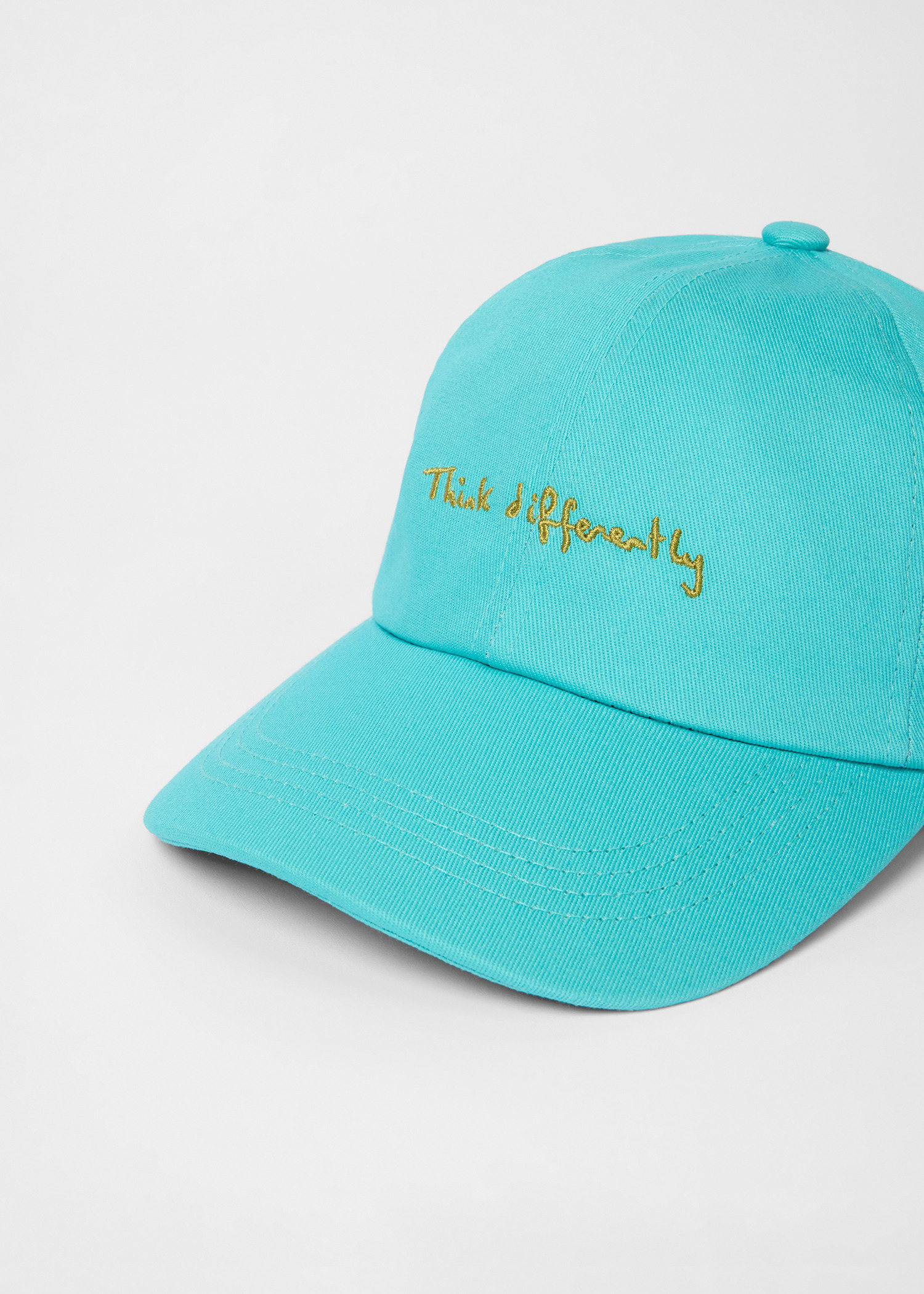 Sky Blue Cotton-Twill Quote Cap - 3