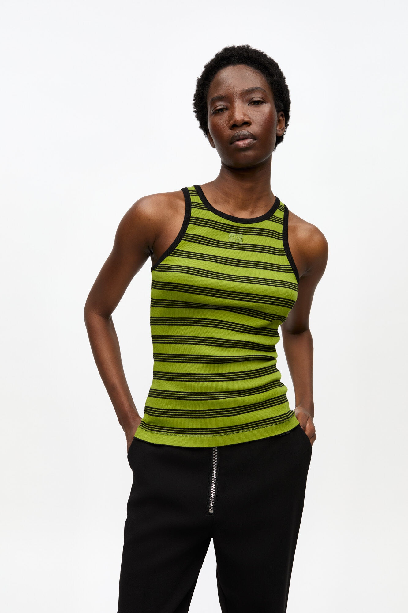 STRIPED SOFT COTTON RIB TANK TOP - 2
