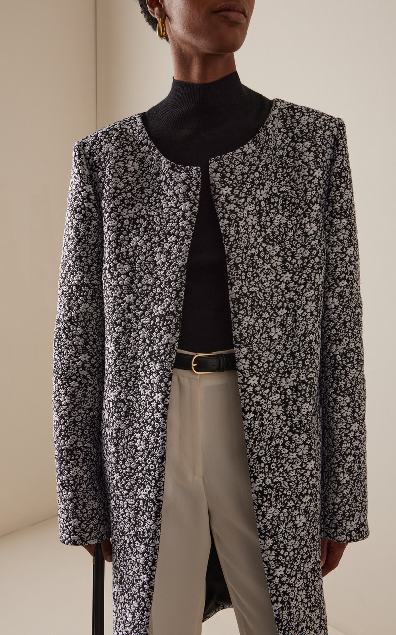 TOTEME Collarless Floral Coat black/white outlook