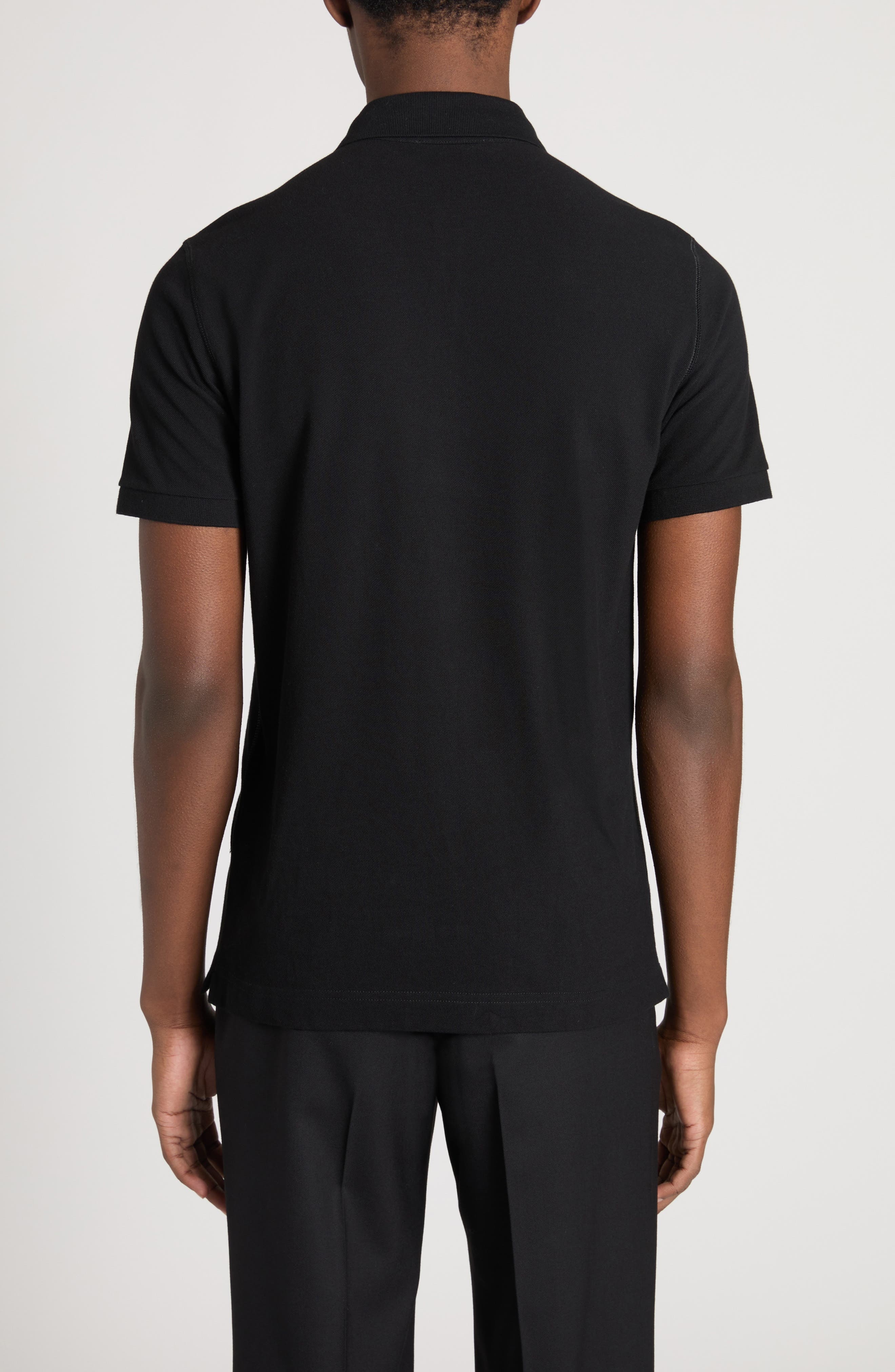 Dolce&Gabbana Logo Crest Cotton Piqué Knit Polo in N0000 Nero at Nordstrom - 3