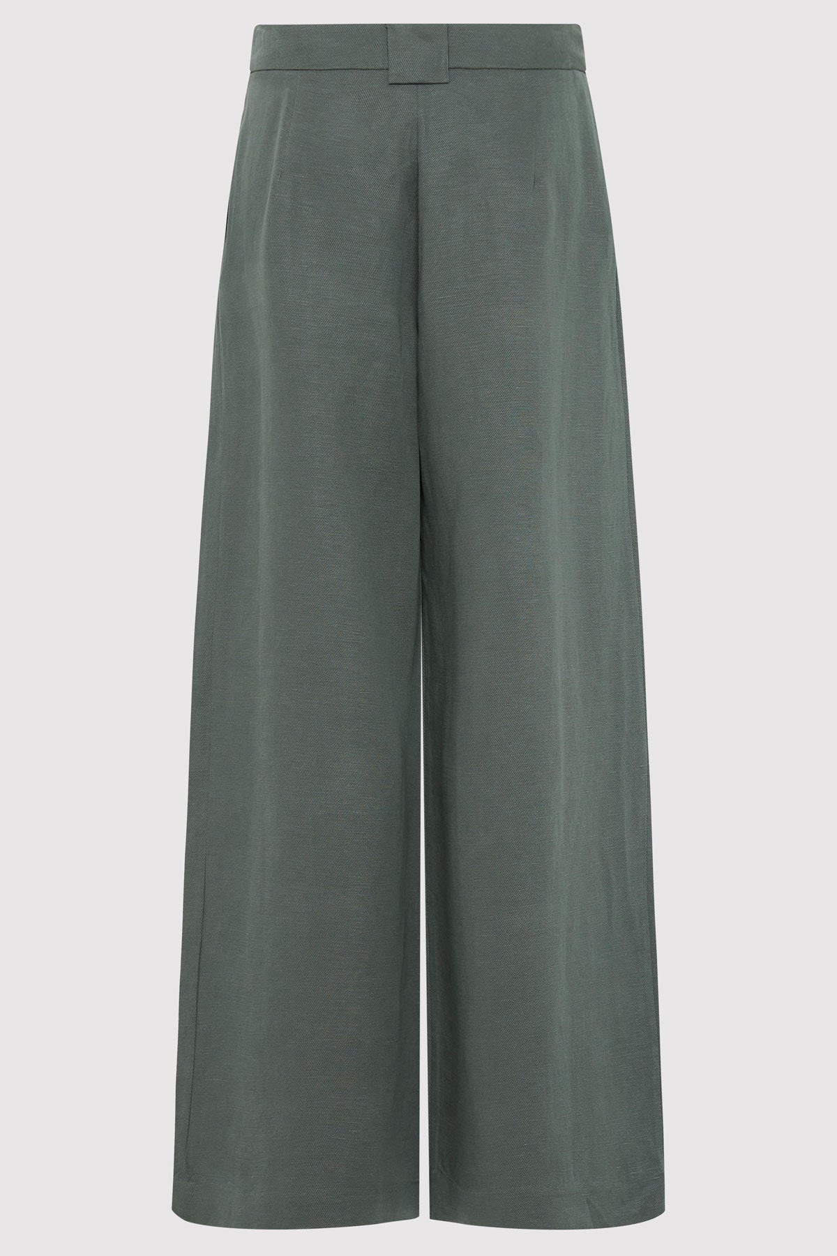 Wide Leg Pleat Pants - Balsam Green - 7