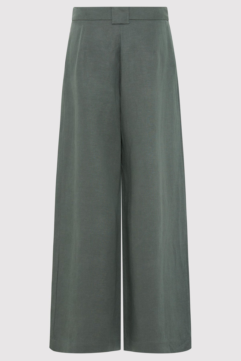 ST. AGNI Wide Leg Pleat Pants - Balsam Green outlook