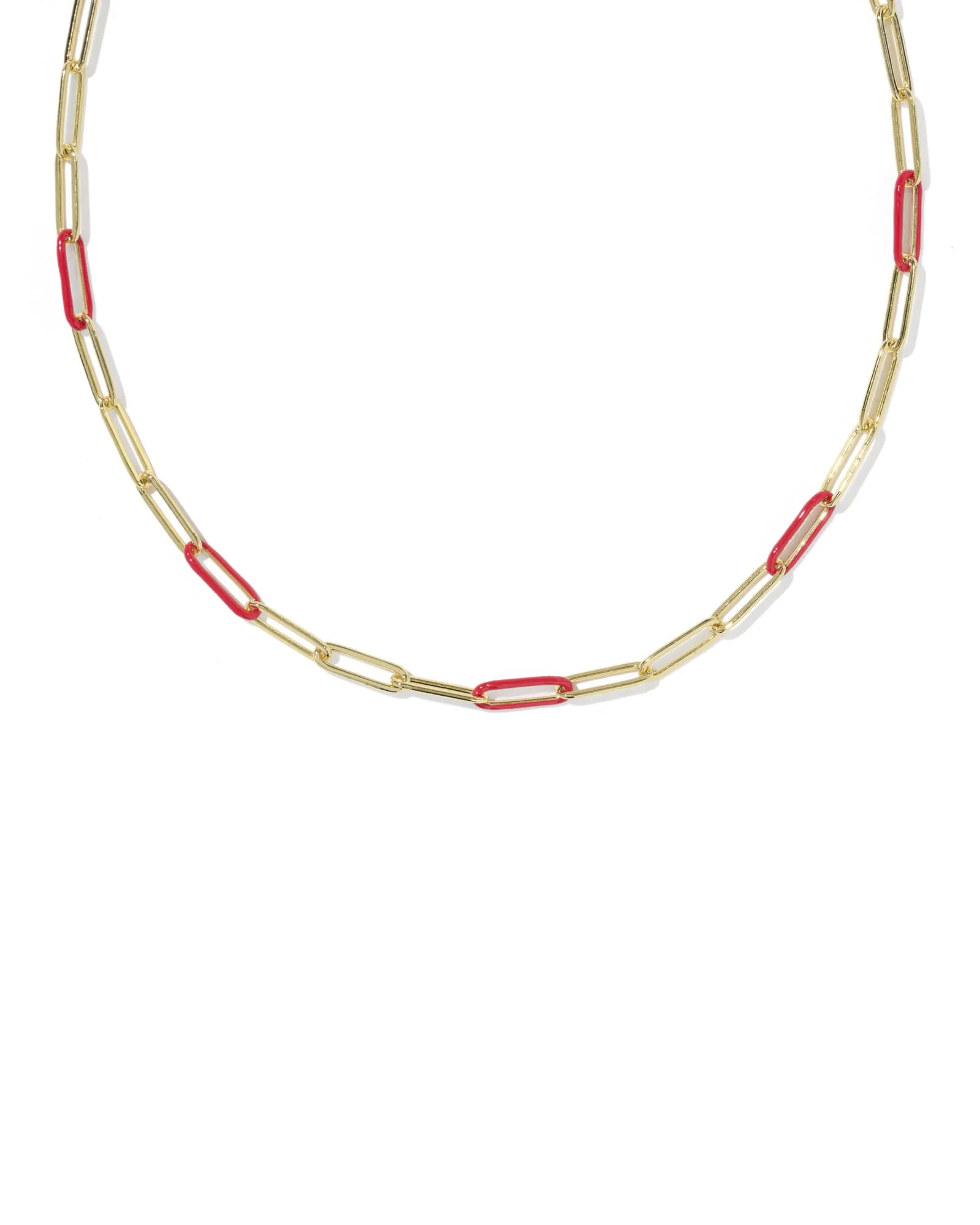 Courtney Gold Enamel Link and Chain Necklace - 1