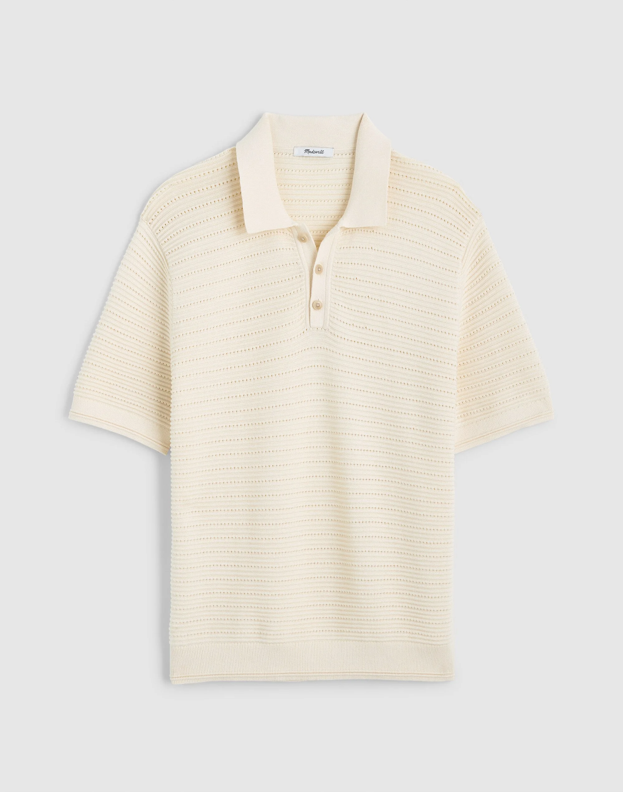 Textured Open-Stitch Polo - 1