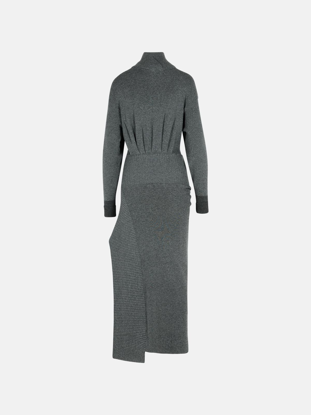 GREY WOOL BLEND DRESS - 3