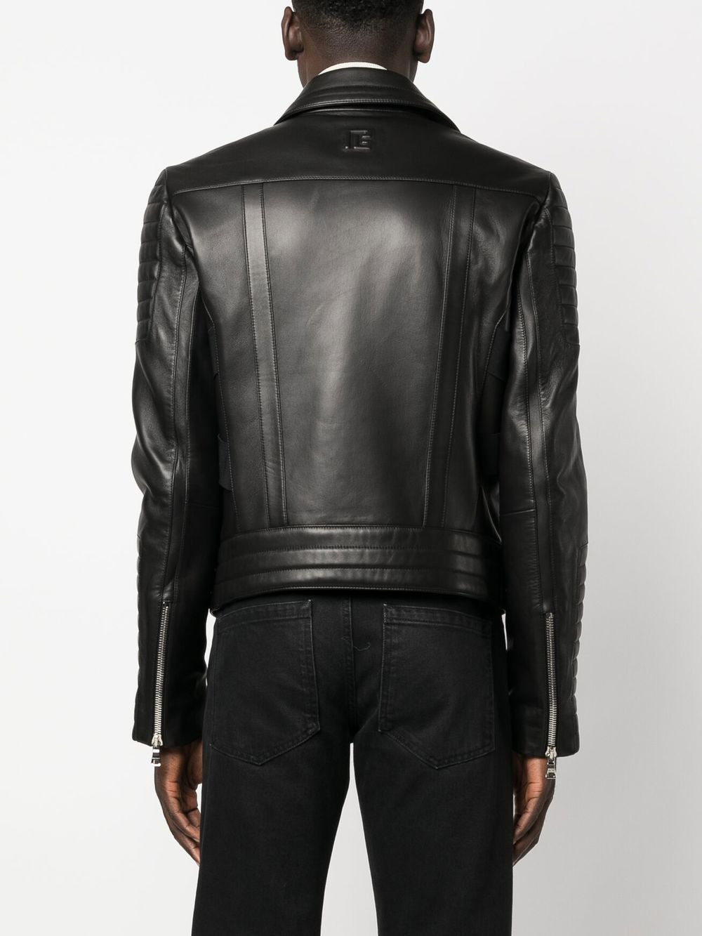 panelled biker jacket - 4