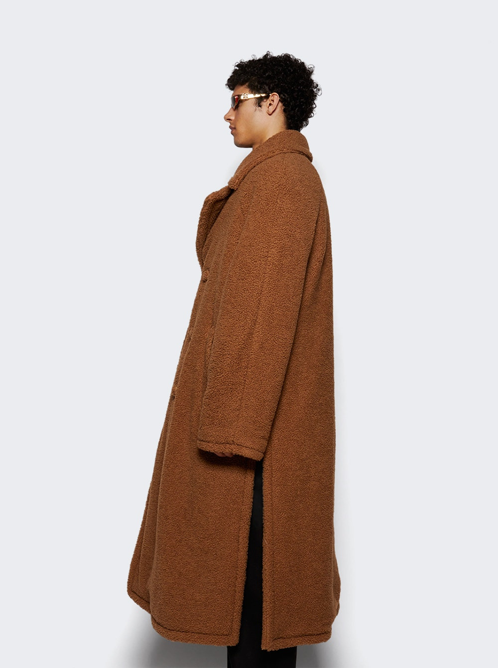 Long Teddy Coat Beige Camel - 3