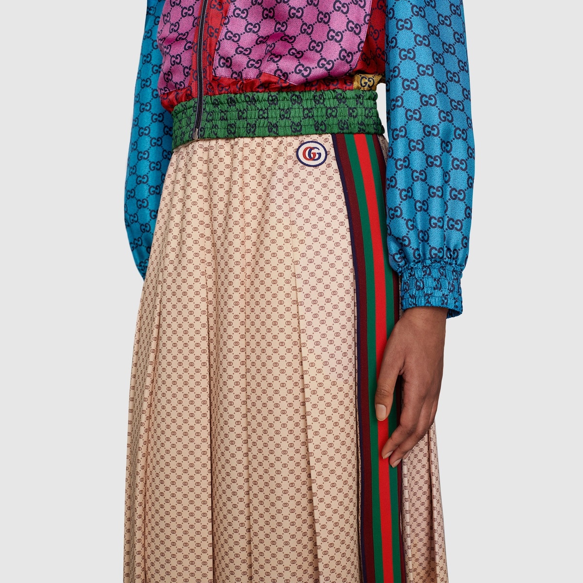 Interlocking G print pleated skirt - 5