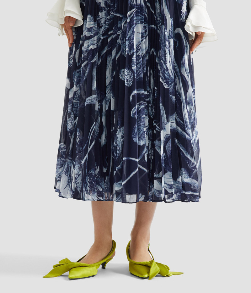 FLORAL PRINT PLEATED VOILE MIDI SKIRT 5