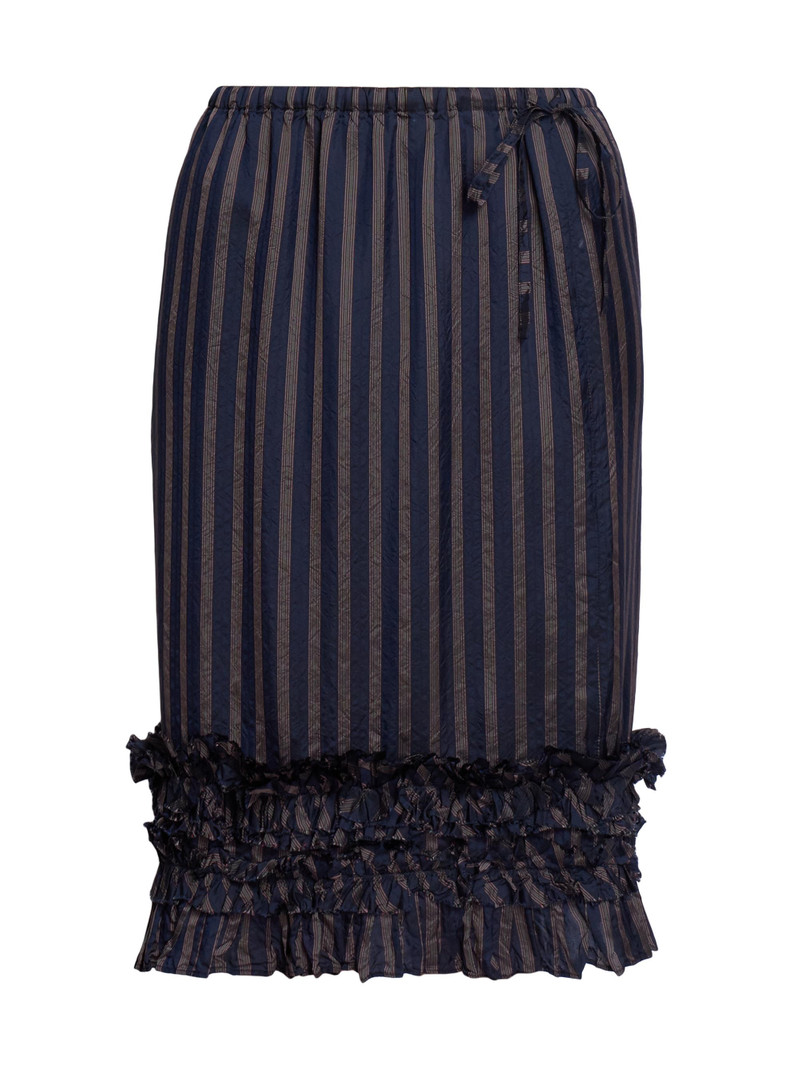 Women's Scotts Ruffle-Trim Striped Knee-Length Skirt - Navy 1