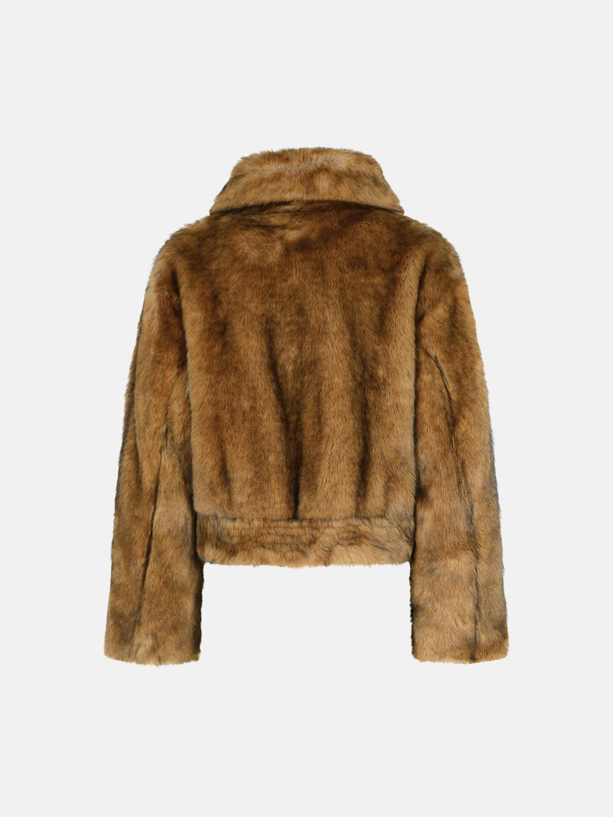 'LENA' BROWN FAUX FUR JACKET - 3