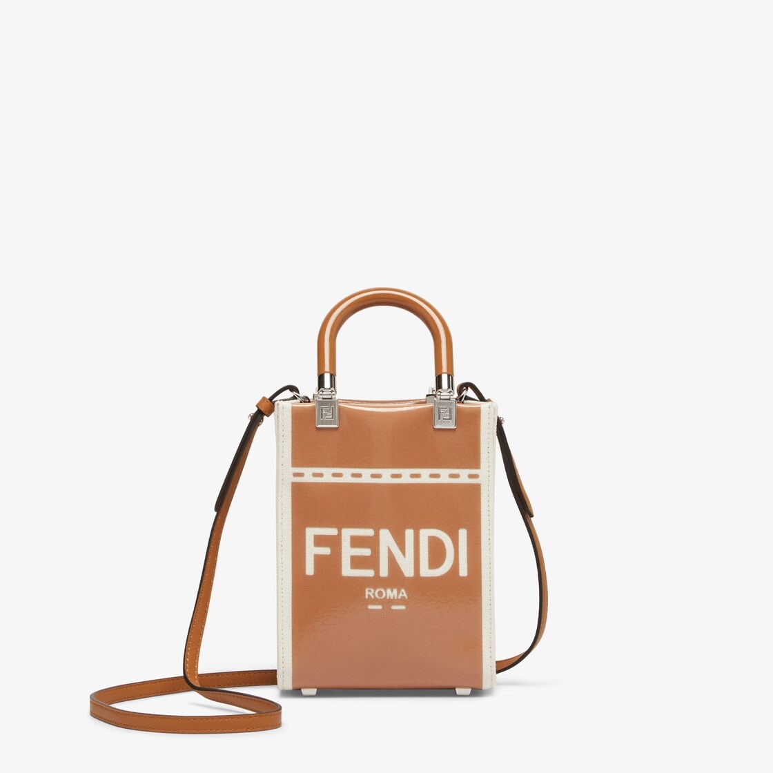 Fendi - Sunshine Shopper Mini Patent Leather Canvas Crossbody Bag