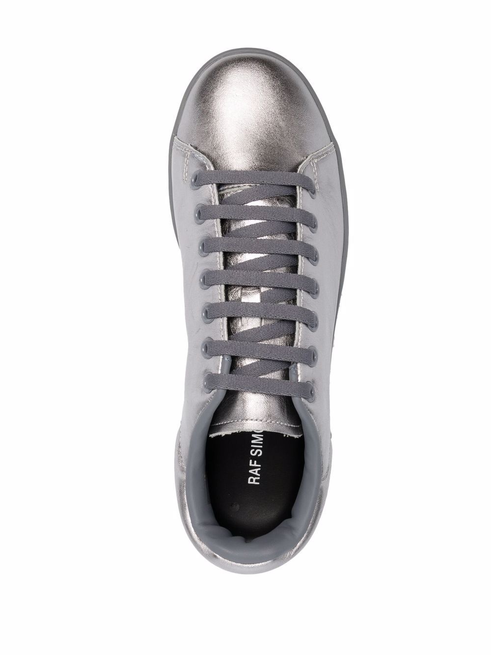 metallic low-top leather sneakers - 4