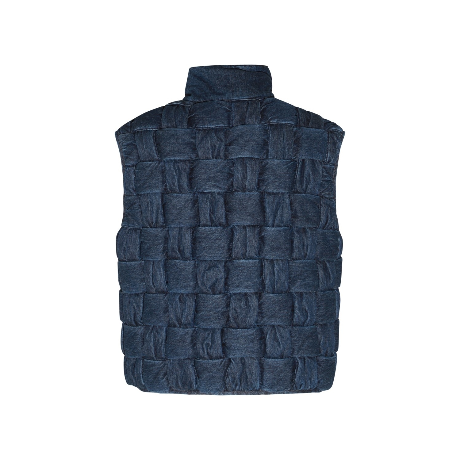 BLUE DENIM INTRECCIATO VEST DOWN JACKET - 2