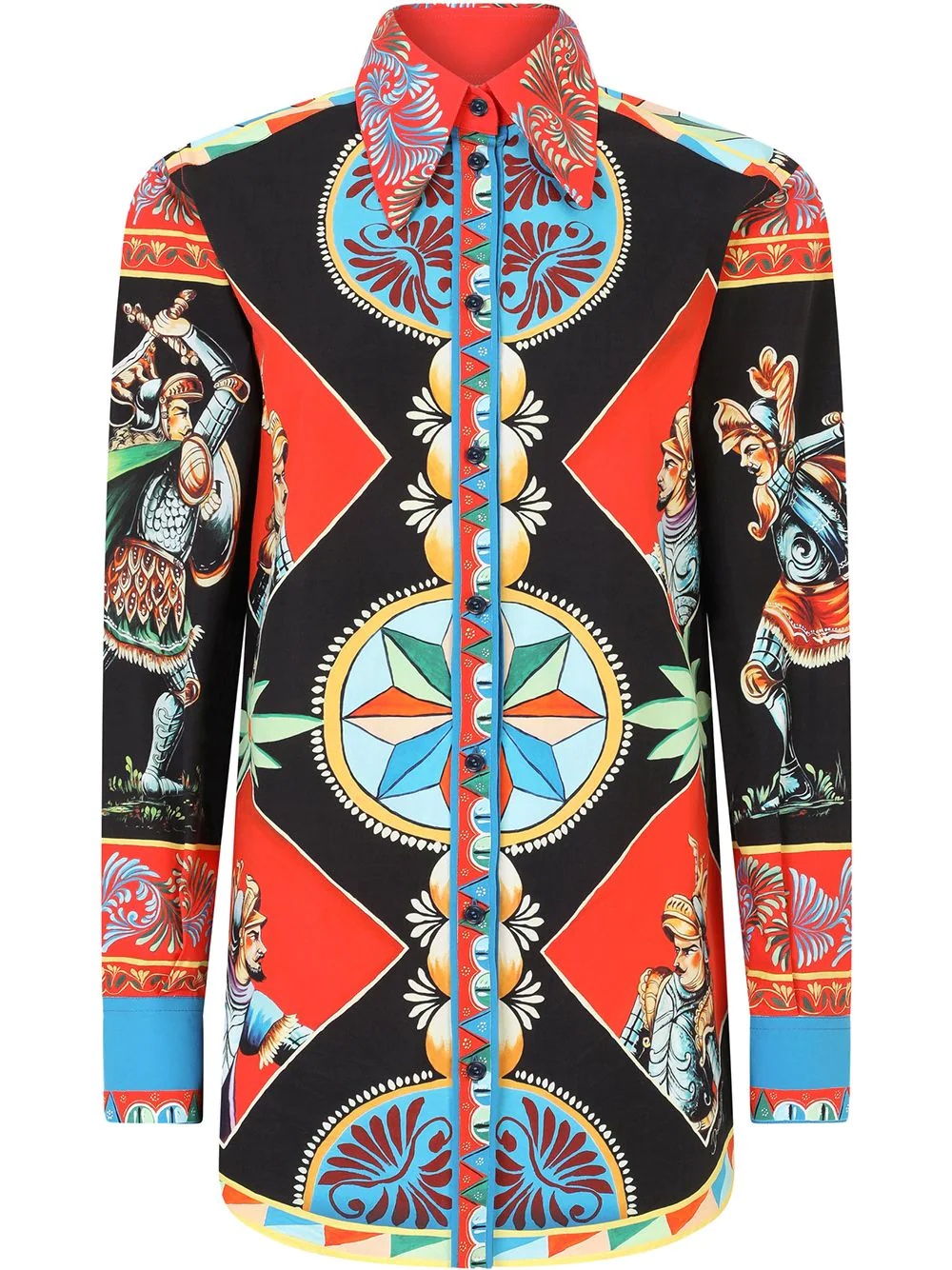 printed long collar shirt - 1
