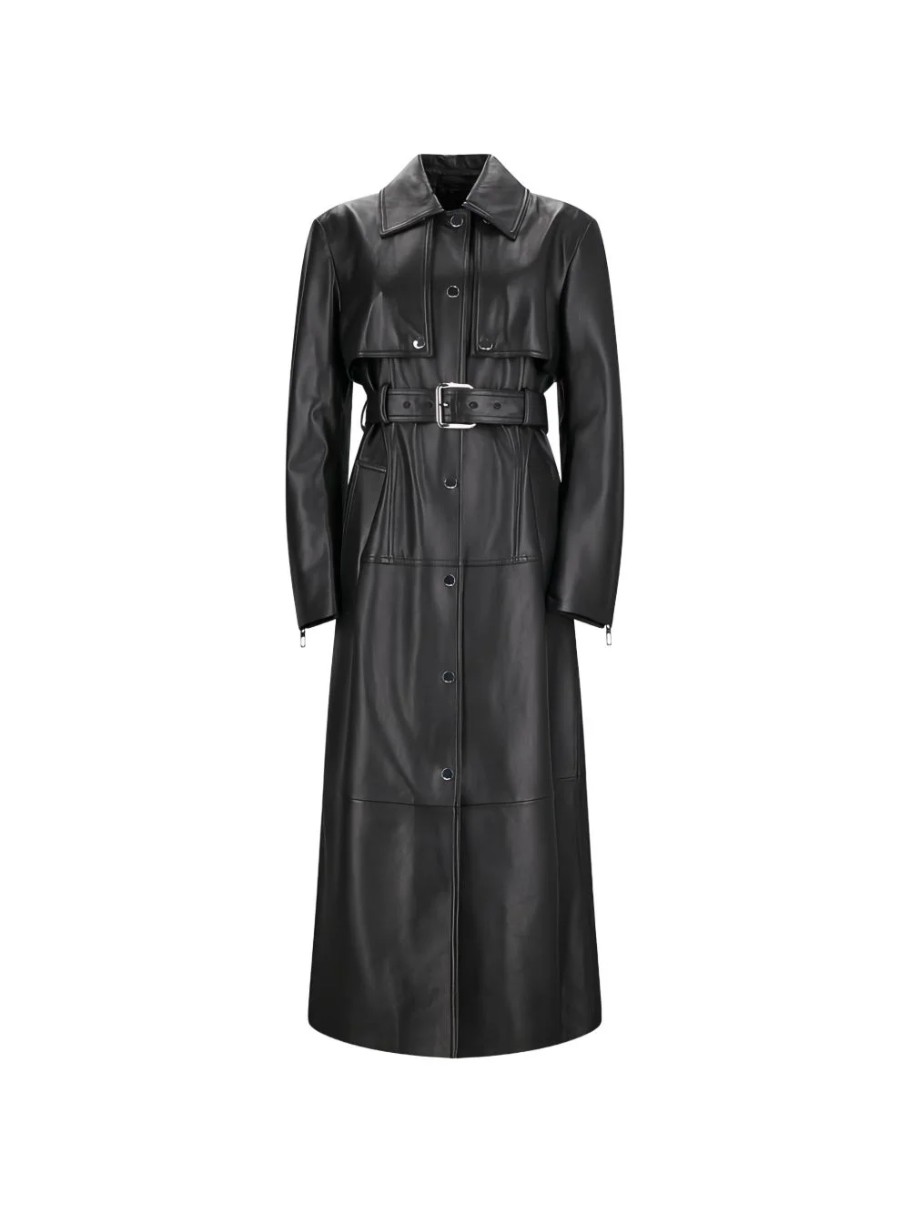 leather belted trench coat - 1