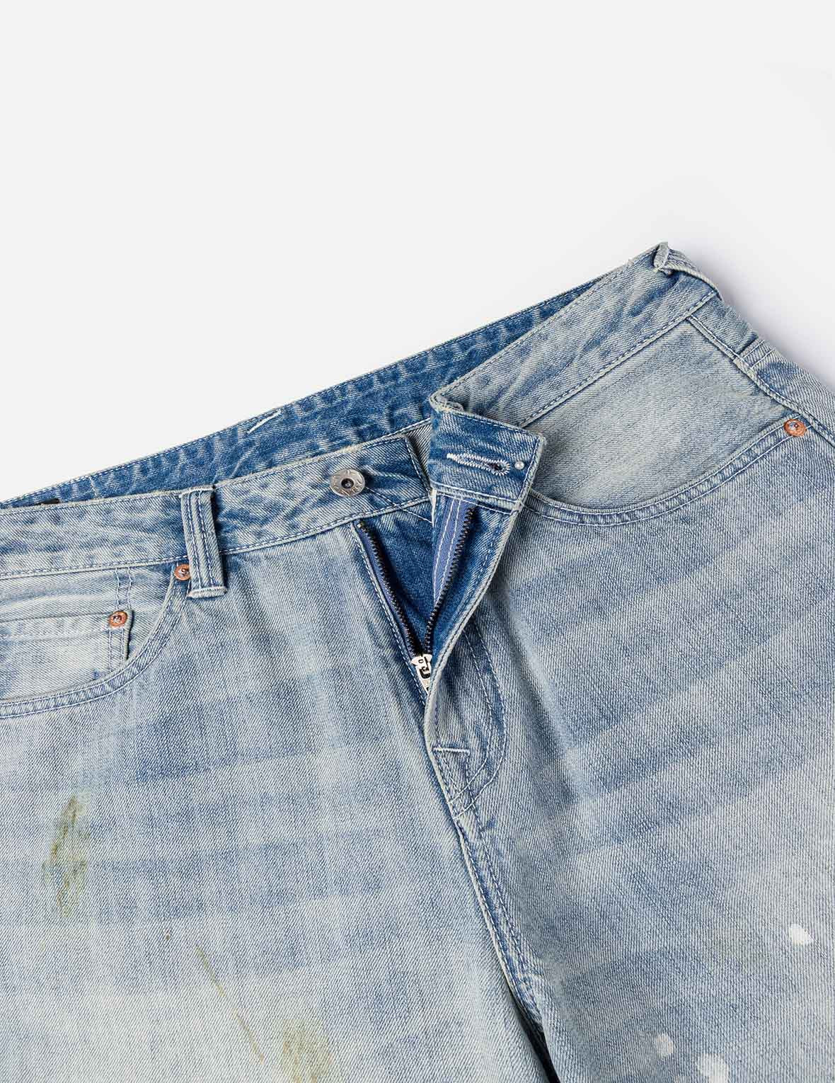 Washed Patchwork and Seagull Print Loose Fit Denim Jeans - 10