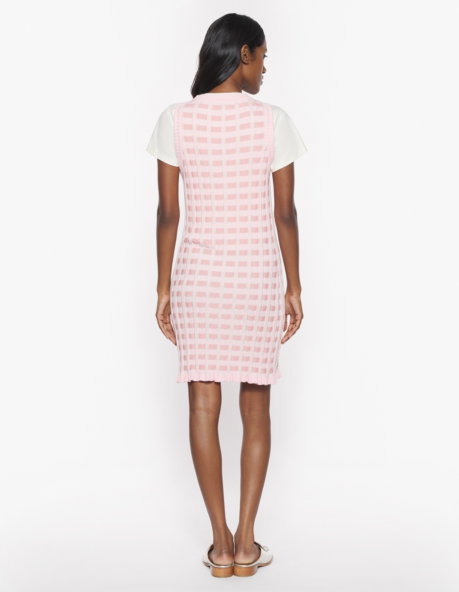 CHECKED RIBBED SHORT DRESS - 5